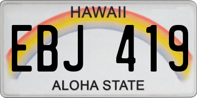 HI license plate EBJ419