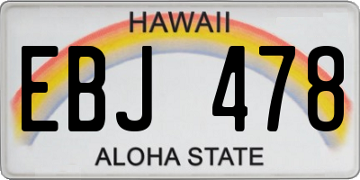 HI license plate EBJ478