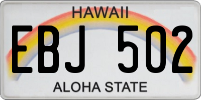 HI license plate EBJ502