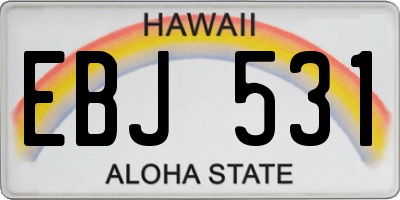 HI license plate EBJ531