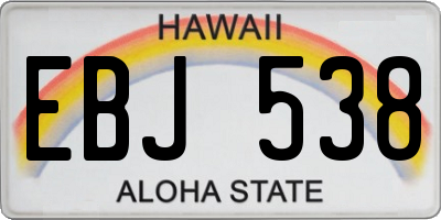 HI license plate EBJ538