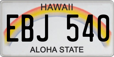 HI license plate EBJ540