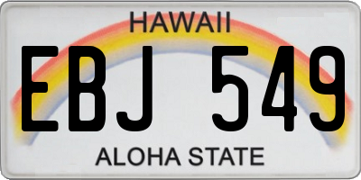 HI license plate EBJ549