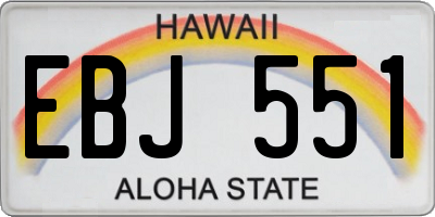 HI license plate EBJ551