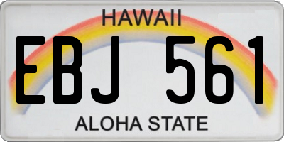 HI license plate EBJ561