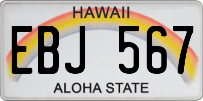 HI license plate EBJ567