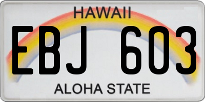 HI license plate EBJ603