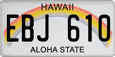 HI license plate EBJ610