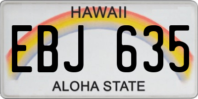 HI license plate EBJ635