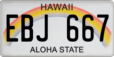 HI license plate EBJ667