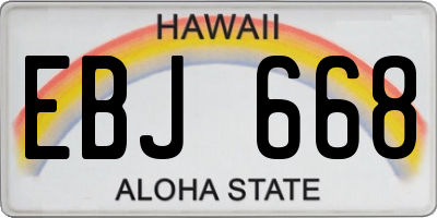 HI license plate EBJ668