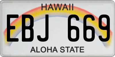 HI license plate EBJ669