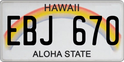 HI license plate EBJ670