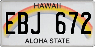 HI license plate EBJ672