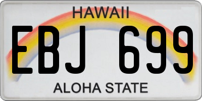 HI license plate EBJ699