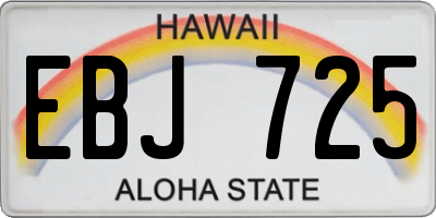 HI license plate EBJ725