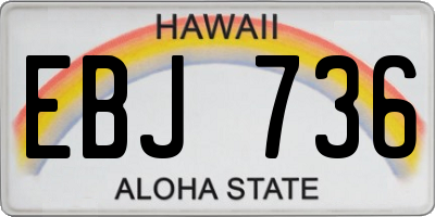 HI license plate EBJ736