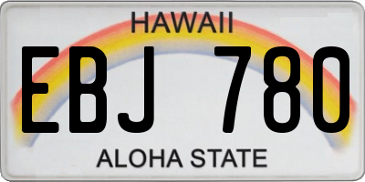 HI license plate EBJ780