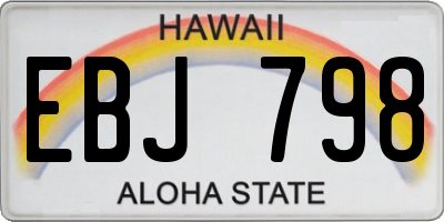 HI license plate EBJ798