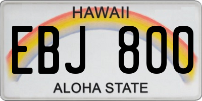 HI license plate EBJ800