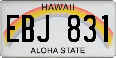 HI license plate EBJ831