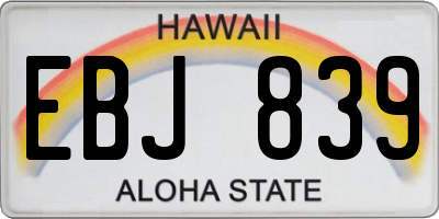 HI license plate EBJ839