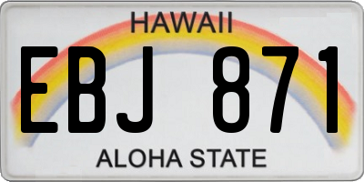 HI license plate EBJ871