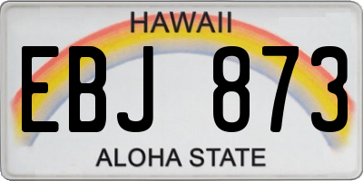 HI license plate EBJ873