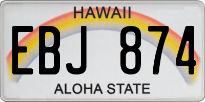 HI license plate EBJ874