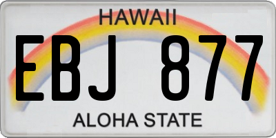 HI license plate EBJ877