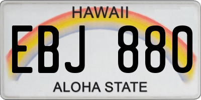 HI license plate EBJ880