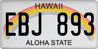 HI license plate EBJ893