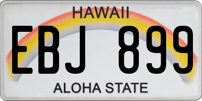 HI license plate EBJ899