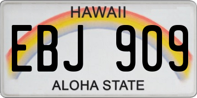 HI license plate EBJ909