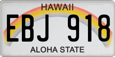 HI license plate EBJ918