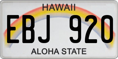 HI license plate EBJ920