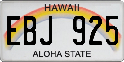 HI license plate EBJ925