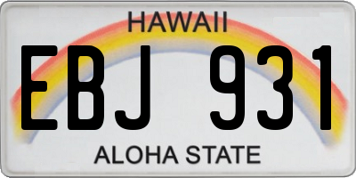 HI license plate EBJ931