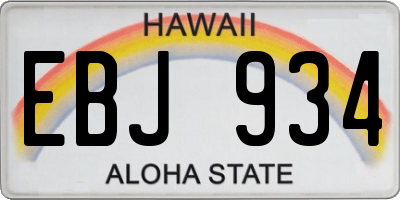 HI license plate EBJ934