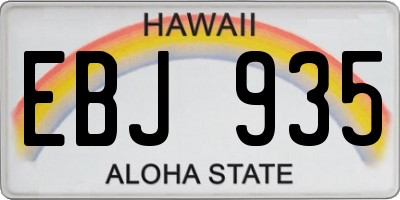 HI license plate EBJ935