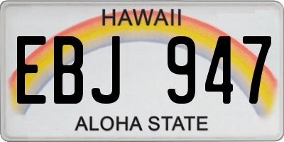 HI license plate EBJ947