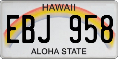 HI license plate EBJ958