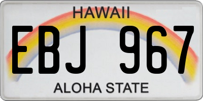 HI license plate EBJ967