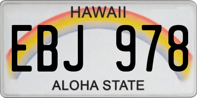 HI license plate EBJ978