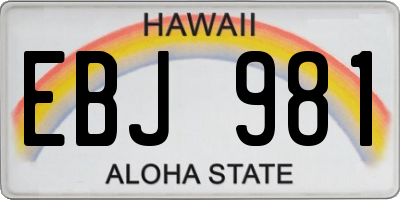 HI license plate EBJ981