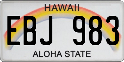HI license plate EBJ983