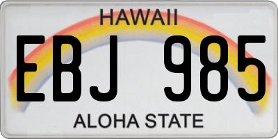 HI license plate EBJ985