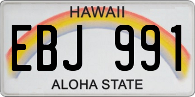 HI license plate EBJ991