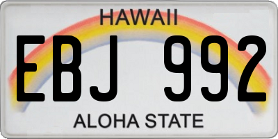 HI license plate EBJ992