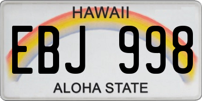 HI license plate EBJ998